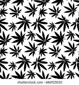 Illustration of seamless pattern with cannabis leaves