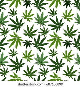 Illustration of seamless pattern with cannabis leaves