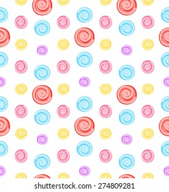 Illustration Seamless Pattern with Colored Lollipops, Gift wrap for Sweets - Vector