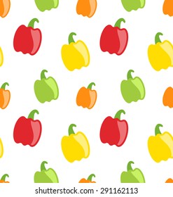 Illustration Seamless Pattern with Colorful Bell Peppers - Vector