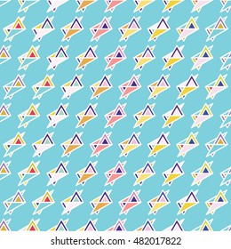 Illustration Seamless Pattern with Colorful Geometric Objects - raster. background vector. Pattern can be used for wallpaper, cover fills, web page background, surface textures.