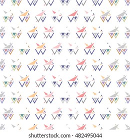 Illustration Seamless Pattern with Colorful Geometric Objects - raster. background vector. Pattern can be used for wallpaper, cover fills, web page background, surface textures.
