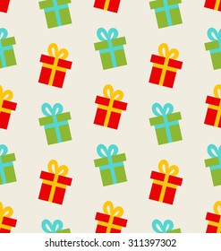 Illustration Seamless Pattern with Colorful Gift Boxes for Celebrate - Vector