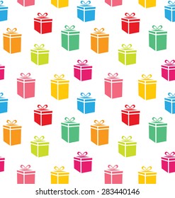 Illustration Seamless Pattern of Colorful Simple Gift Boxes, Holiday Wallpaper - Vector