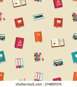 Illustration Seamless Pattern of Colorful Text Books, Dictionaries, Diaries for Education, Vintage Colorful Flat Icons - Vector