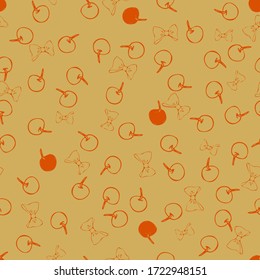 ilustración de un patrón transparente de cerezas de contorno y un arco, para papel o embalaje.