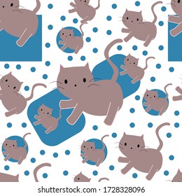 Patrón sin foco con gatos de dibujos animados lindos