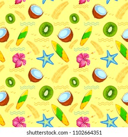 illustration of seamless pattern with exotic tropical flower