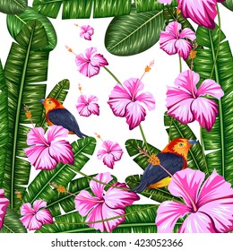 Illustration nahtloser Muster mit exotischer tropischer Blume