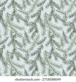 Illustration of seamless pattern of fir tree branches