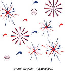 Illustration Seamless Pattern firework for Independence Day of US, Wallpaper for American Holidays