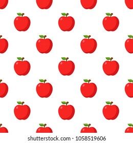 Illustration Seamless pattern Flat Apple isolated on white background , fruit patterns texture fabric , wallpaper minimal style , Raw materials fresh fruits , vector