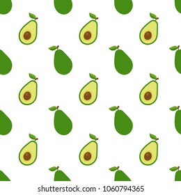 Illustration Seamless pattern Flat Avocado isolated on white background , fruit patterns texture fabric , wallpaper minimal style , Raw materials fresh fruits , vector