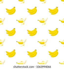 Illustration Seamless pattern Flat Banana isolated on white background , fruit patterns texture fabric , wallpaper minimal style , Raw materials fresh fruits , vector