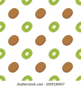 Illustration Seamless pattern Flat Kiwi isolated on white background , fruit patterns texture fabric , wallpaper minimal style , Raw materials fresh fruits , vector
