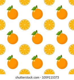 Illustration Seamless pattern Flat Orange isolated on white background , fruit patterns texture fabric , wallpaper minimal style , Raw materials fresh fruits , vector