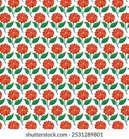 Illustration of a seamless pattern of flowers and leaves on a background