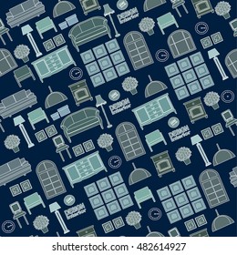 Illustration of a seamless pattern with furniture