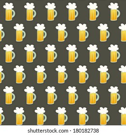 Illustration of Seamless pattern glass beer mug on a brown