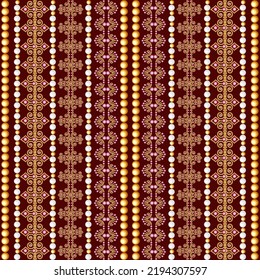 Illustration seamless pattern gold jewelry chains and beads borders