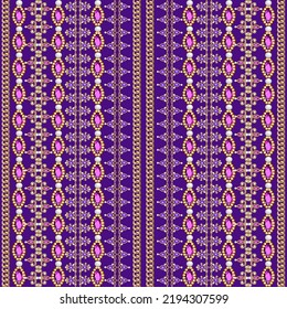 Illustration seamless pattern gold jewelry chains and beads borders