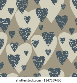 illustration of a seamless pattern with hearts in green tones