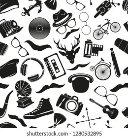 Illustration Seamless Pattern Hipster for the creative use in graphic design