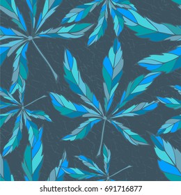 Illustration of seamless pattern with leaf cannabis
