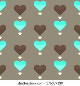 Illustration of seamless pattern with many colorful hearts