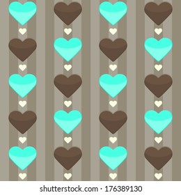 Illustration of seamless pattern with many hearts on a brown background