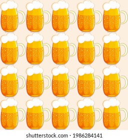 Illustration nahtloser Muster mit Bechern von Bier 