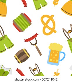 Illustration Seamless Pattern with Oktoberfest Symbols - Vector
