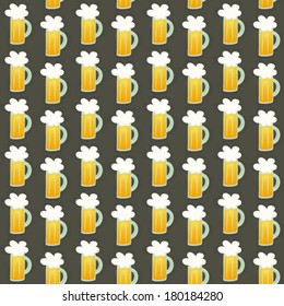 Illustration of Seamless pattern orange beer mug on a brown