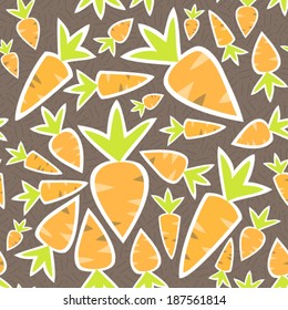 Illustration of Seamless pattern orange carrots on a brown