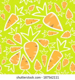 Illustration of Seamless pattern orange carrots on a green