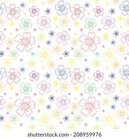 Illustration of seamless pattern with outlines of flowers