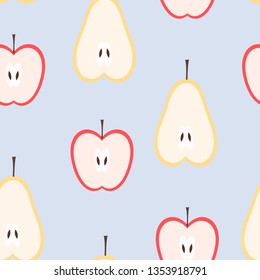 Illustration of seamless pattern of pears and apples