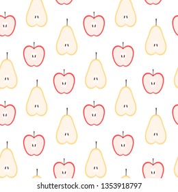 Illustration of seamless pattern of pears and apples