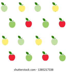 Illustration of seamless pattern of red, green and yellow apples