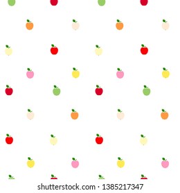 Illustration of seamless pattern of red, green and yellow apples