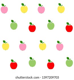 Illustration of seamless pattern of red, green and yellow apples