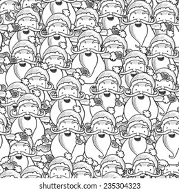 Illustration of seamless pattern with Santa Claus sketch