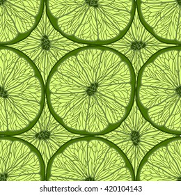 Illustration Seamless Pattern Slices of Lime, Repetition Background - Vector