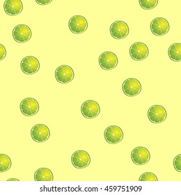Illustration Seamless Pattern Slices of Lime same sizes on yellow, Repetition Background - Vector