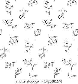 Illustration of seamless pattern of stems and flowers