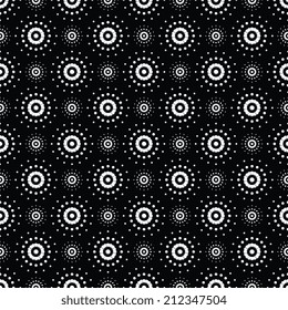 Illustration of seamless pattern of symbolic white stars on a black background