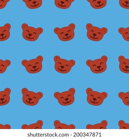 Illustration of seamless pattern teddy bear on a blue background