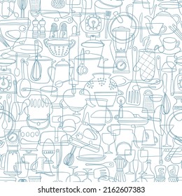 Illustration seamless pattern of tools used in the kitchen,