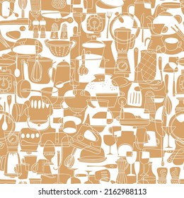 Illustration seamless pattern of tools used in the kitchen,