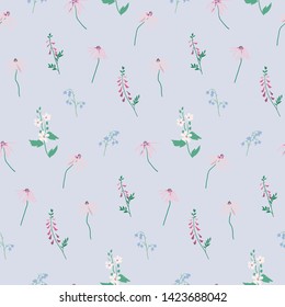 Illustration of seamless pattern of wildflowers
